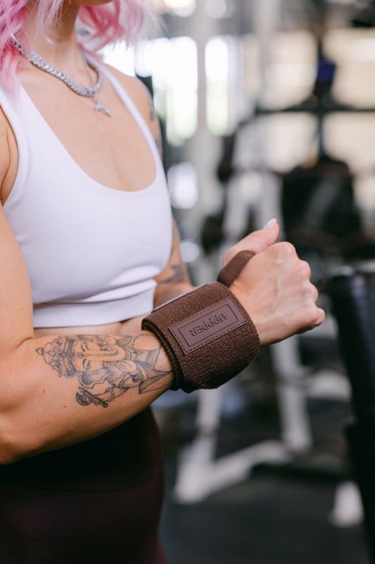 woman wearing uppper wrist wraps